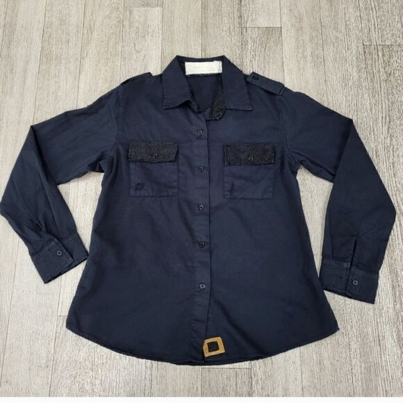 Jens Pirate Booty Black Industrial Military Button Down Shirt - Picture 2 of 10